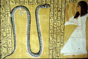 Inherkhau Worshipping Sito, Serpent God of the Underworld, from the Tomb of Inherkhau, Thebes